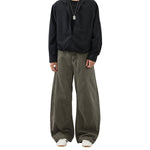 Vintage Washed Curved‑Seam Baggy Wide‑Leg Trousers