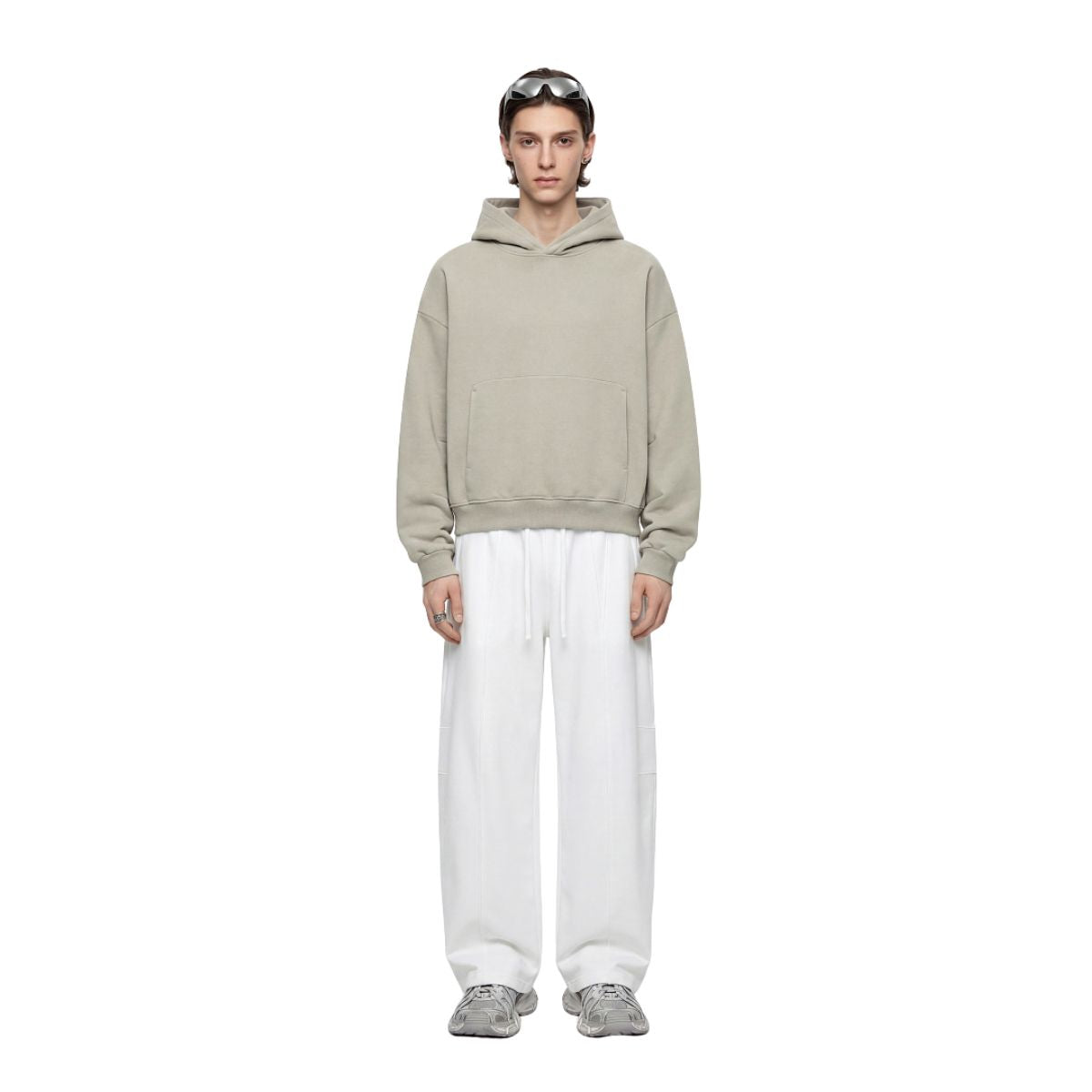 Vintage Fleece‑Lined Oversized Curved Sleeve Hoodie