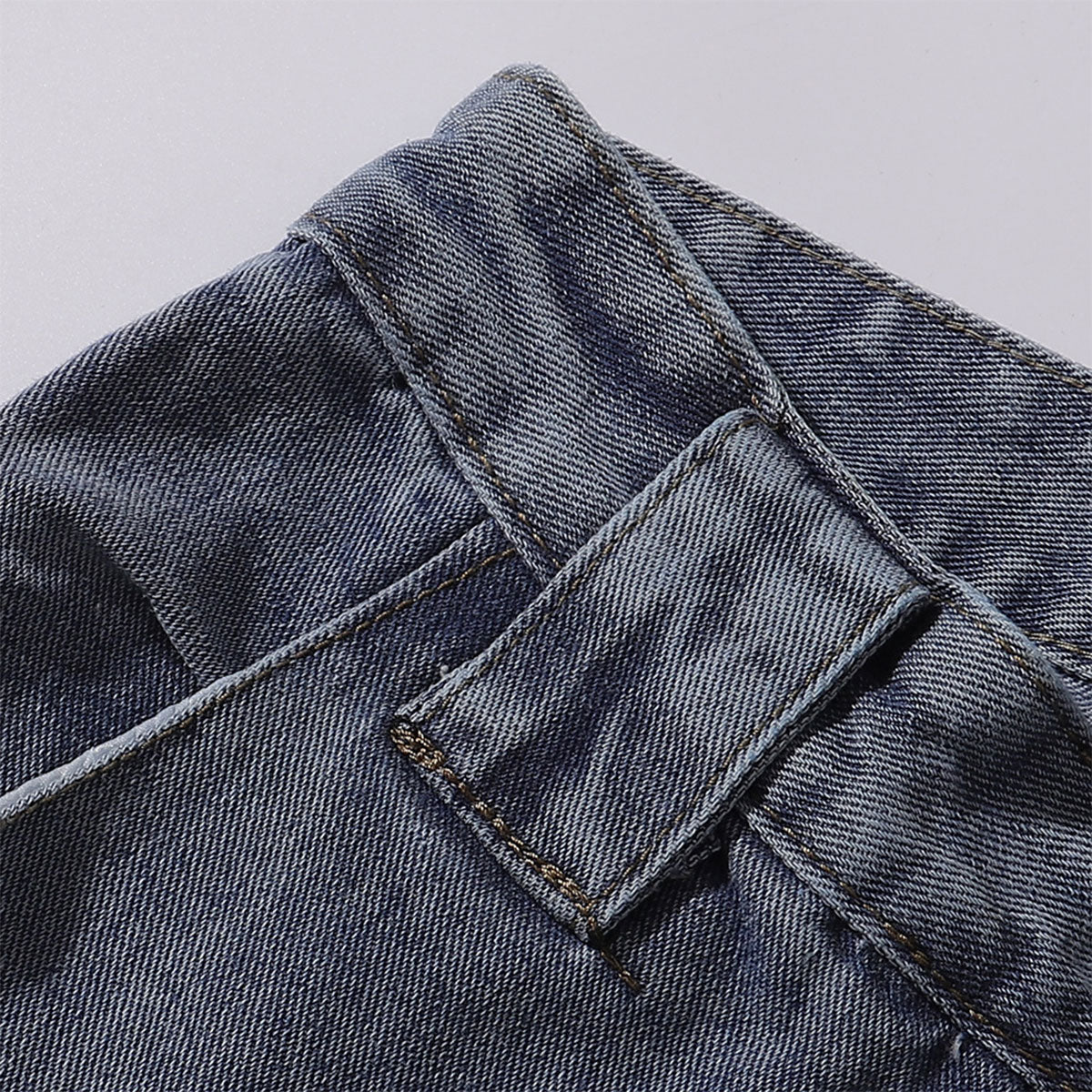 Embroidered Blue Wide Leg Distressed Denim Jeans