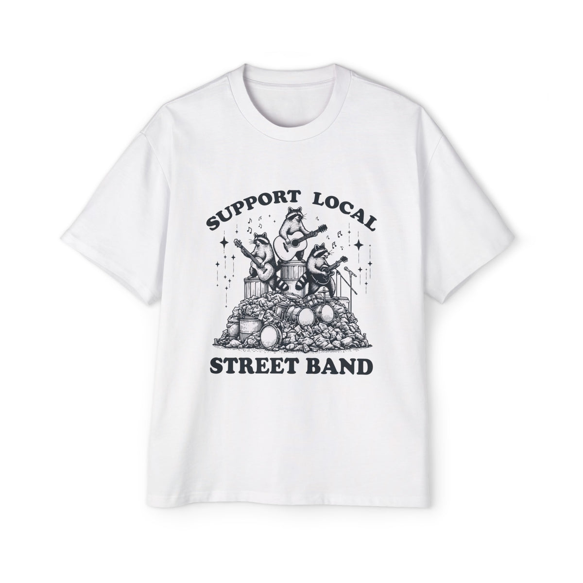 Support Local Raccoon Music Band Graphic Tee-INNBLAC Fashion Apparel