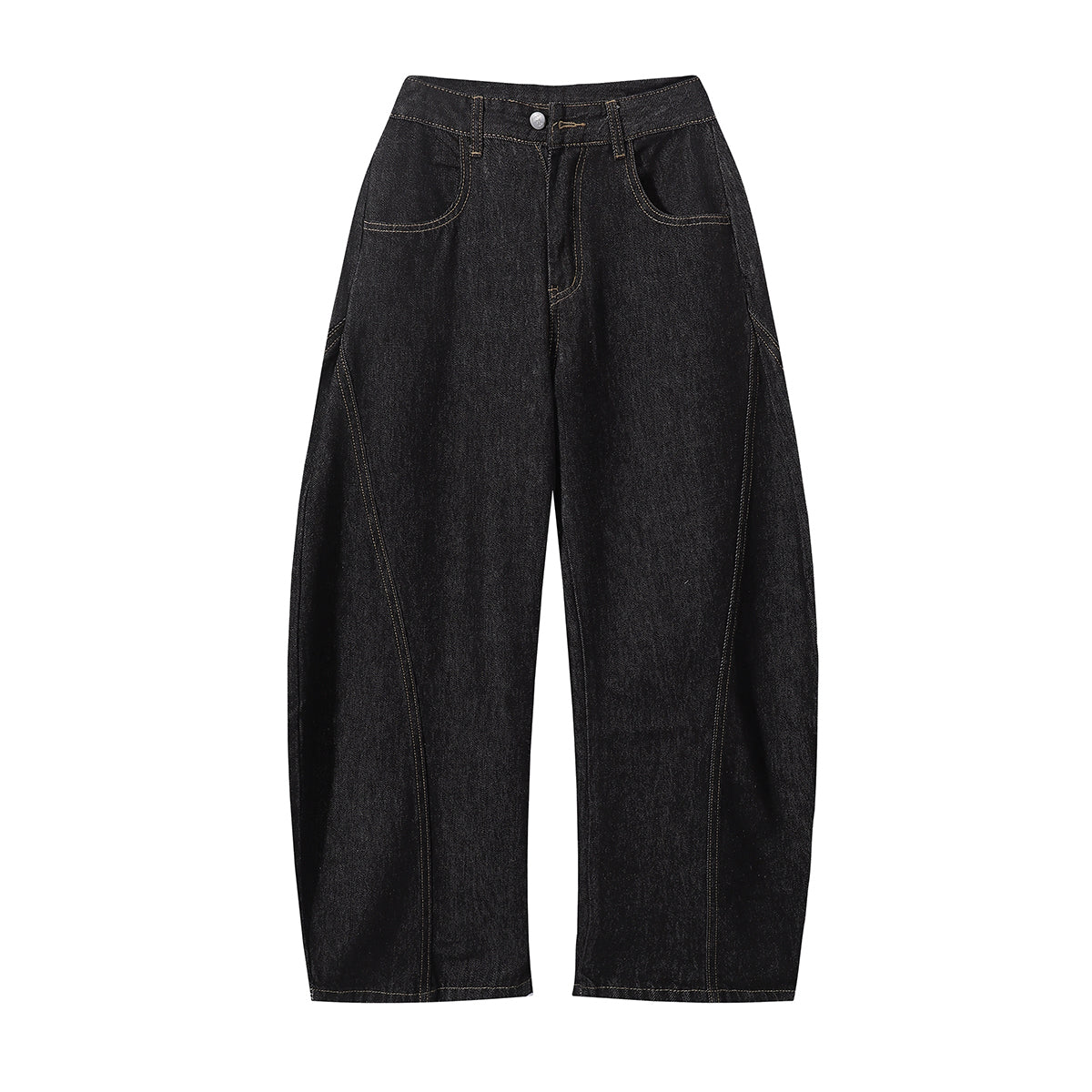 Contrast Stitching Detail Wide Leg Denim Pants