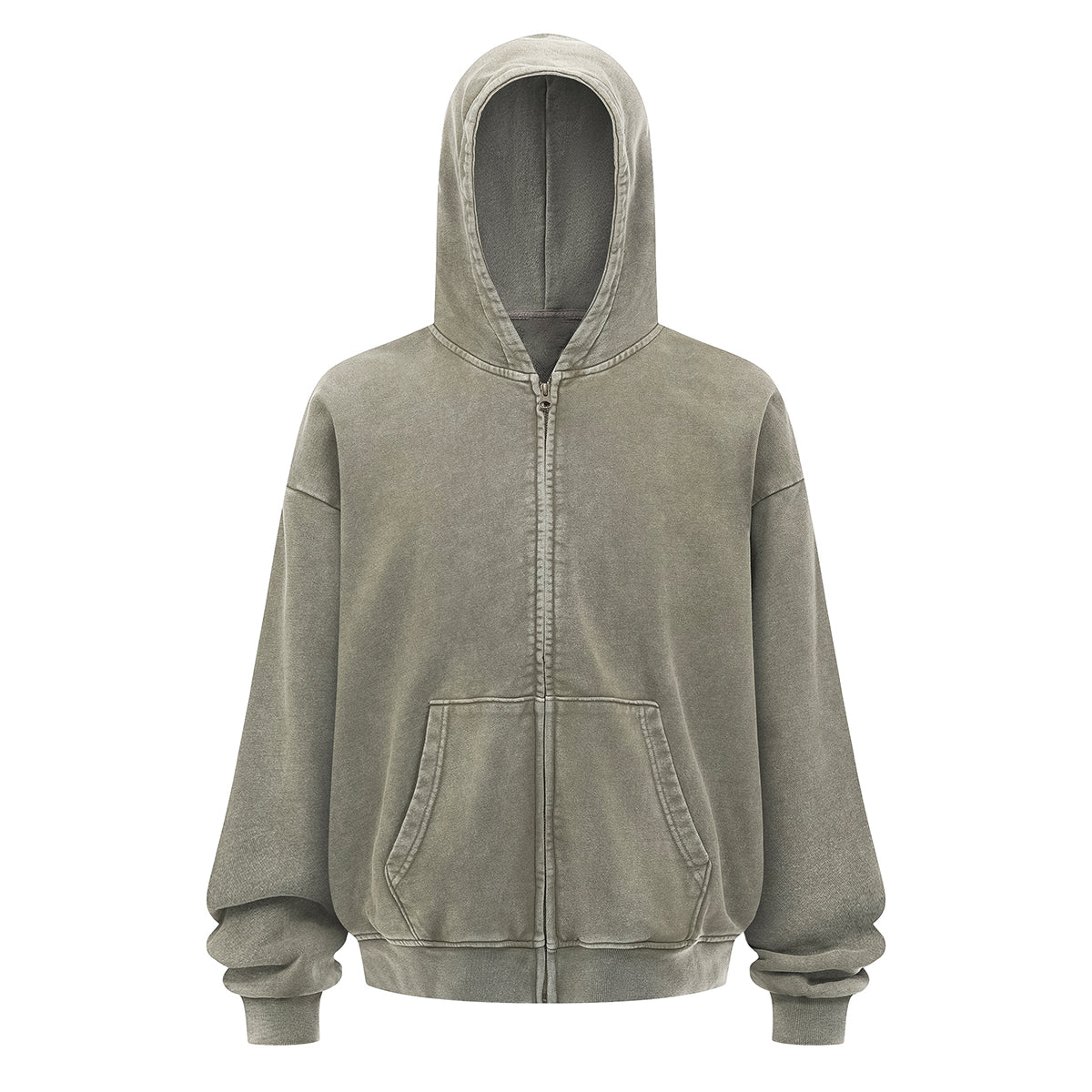 Double Yarn Vintage Washed Zippered Comfort Hoodie