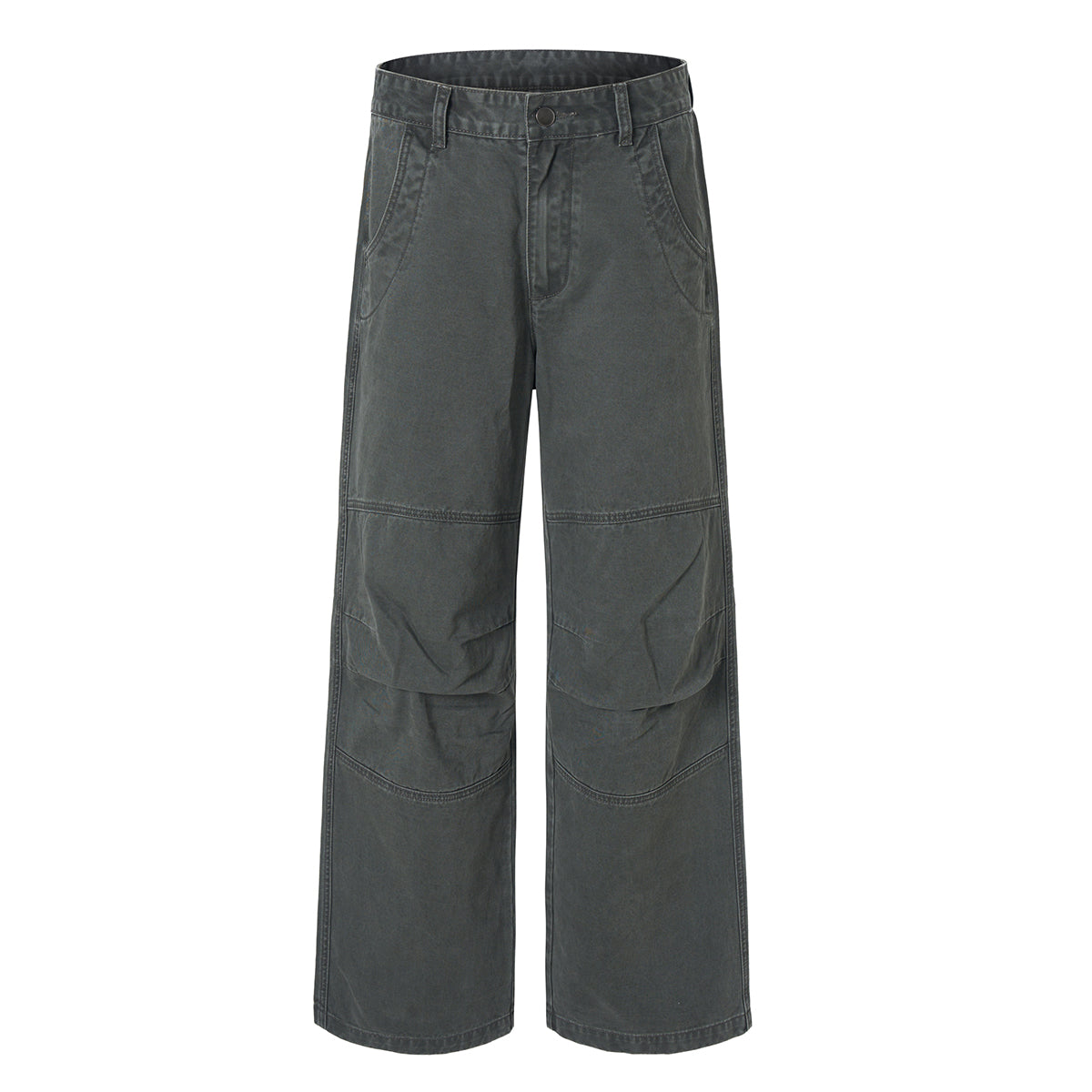 Vintage Washed Workwear Wide-Leg Relaxed Cargo Pants