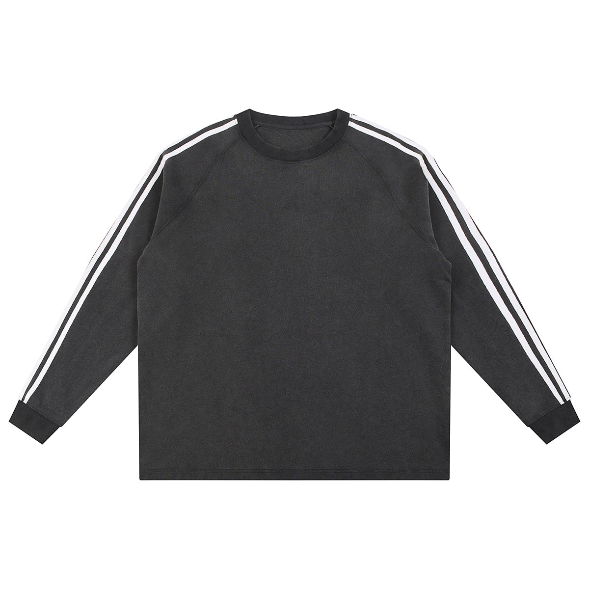 Contrast-Strap Sleeves Cotton Sweatshirt