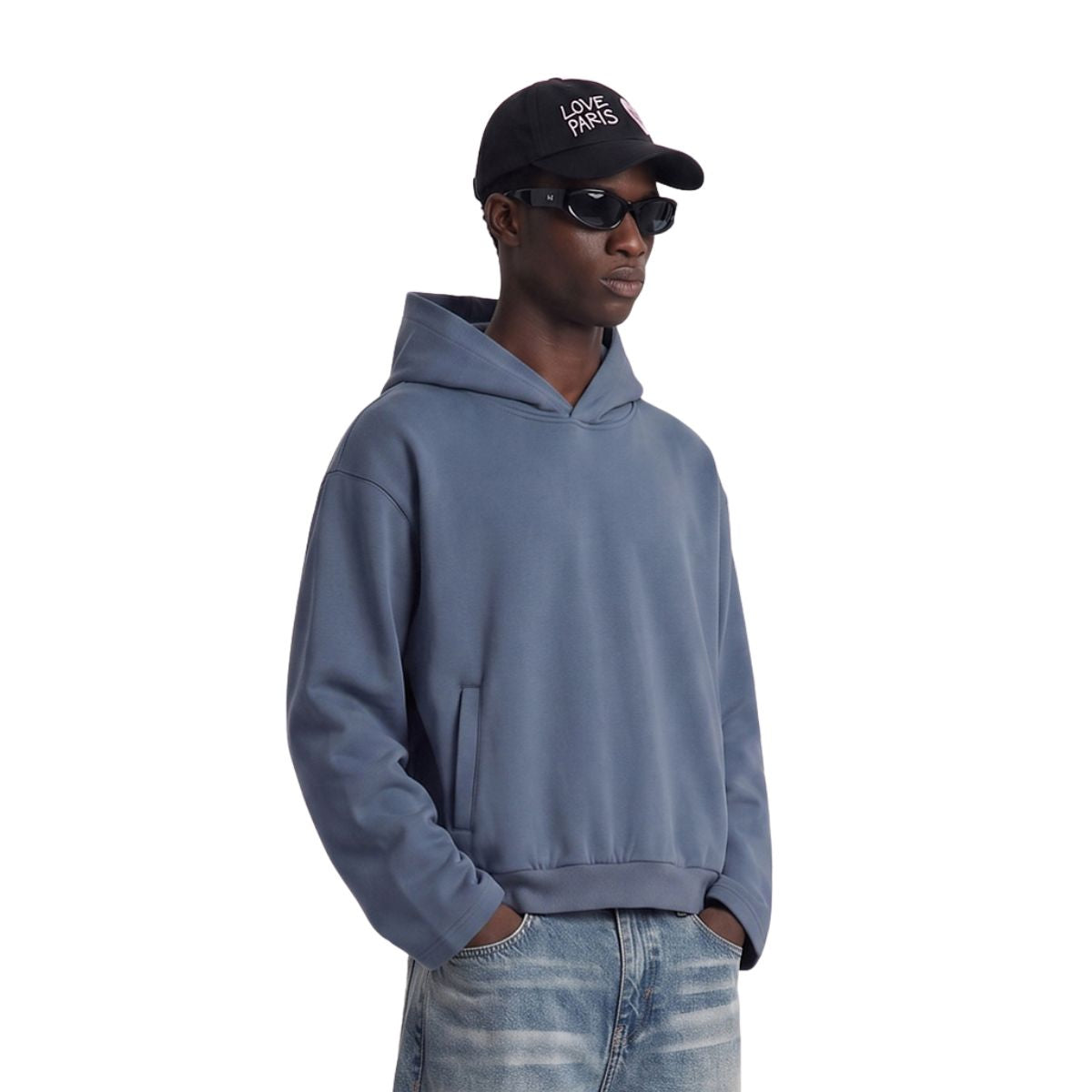 Boxy Streetwear Straight‑Sleeve French Terry Hoodie