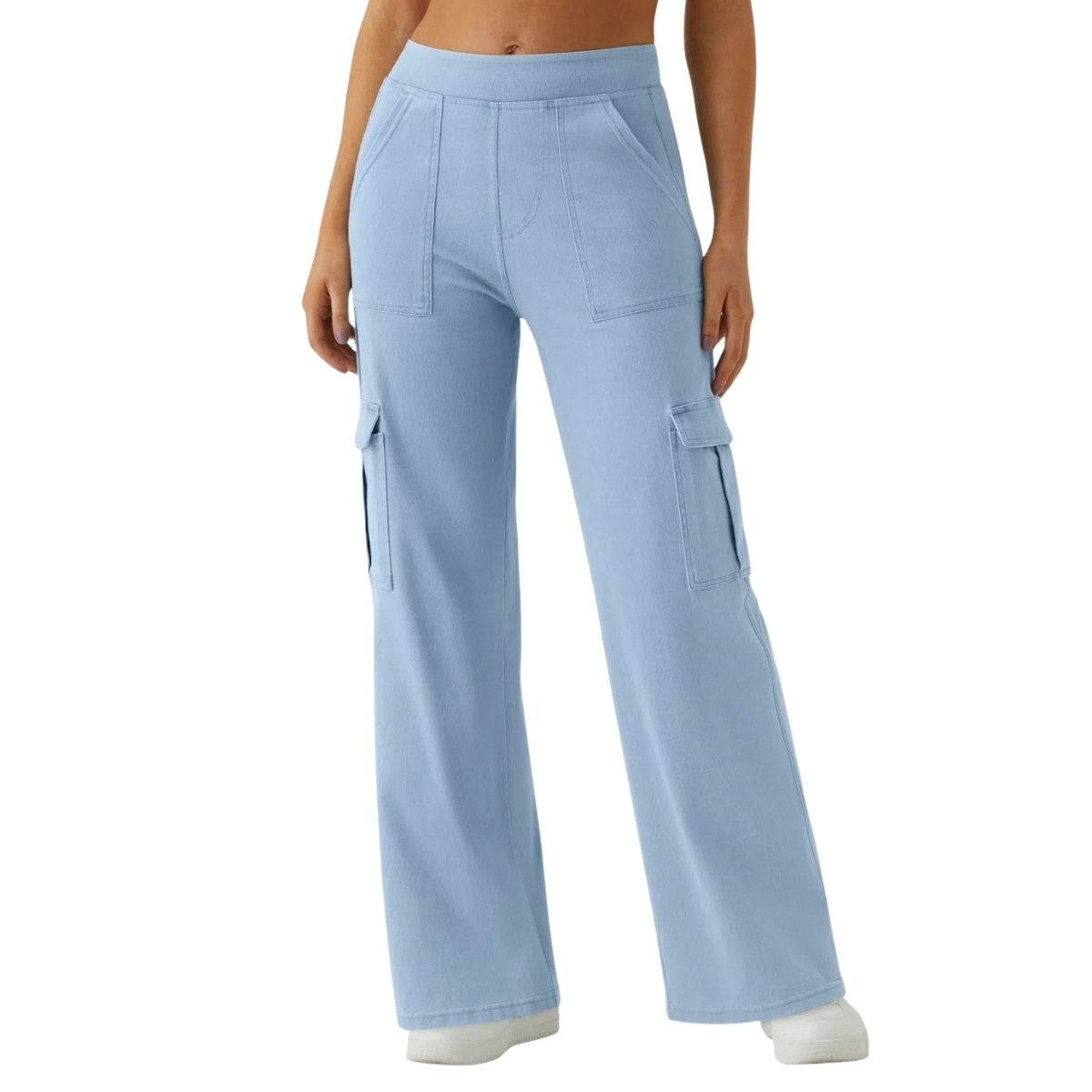 Mid Rise Pockets Straight Leg Casual Cargo Jeans