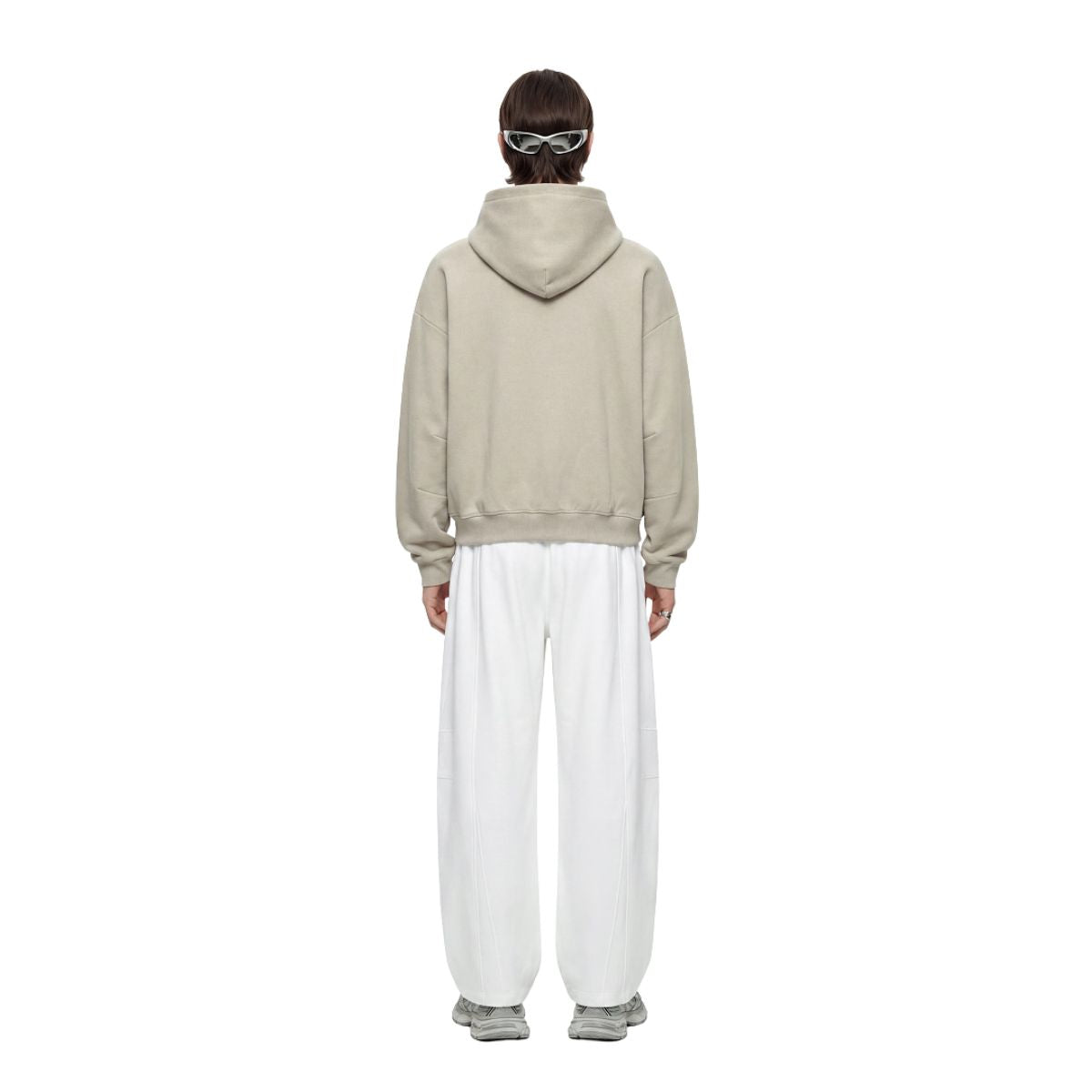 Vintage Fleece‑Lined Oversized Curved Sleeve Hoodie