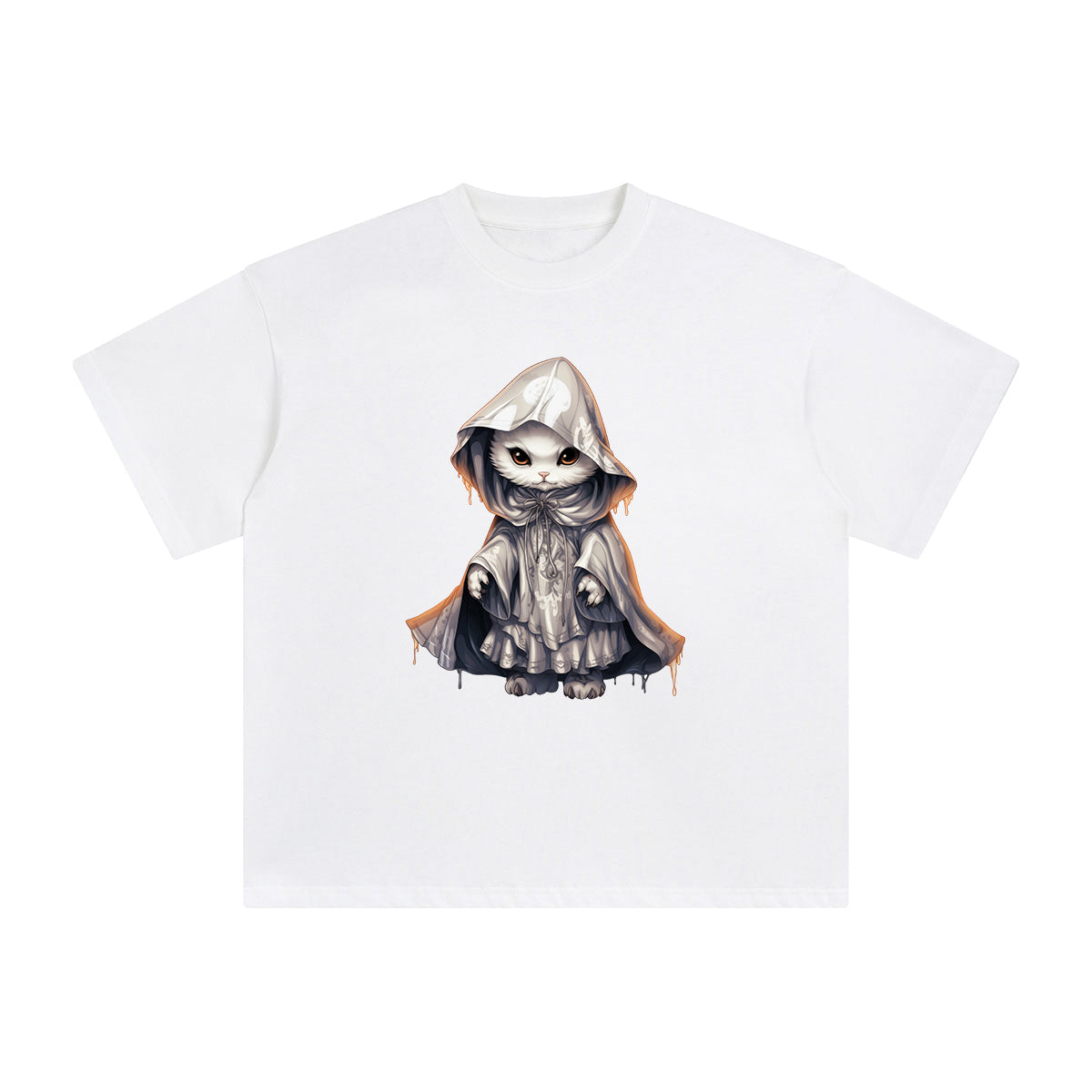 Ghost Cat Graphic Tee-INNBLAC Fashion Apparel