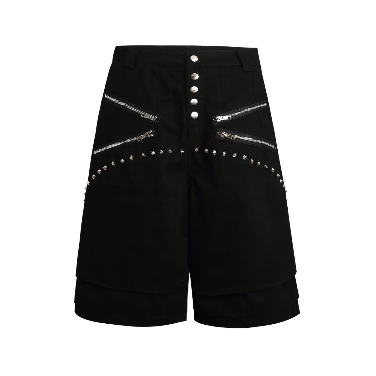 Studded Zip Utility Cargo Bermuda Shorts