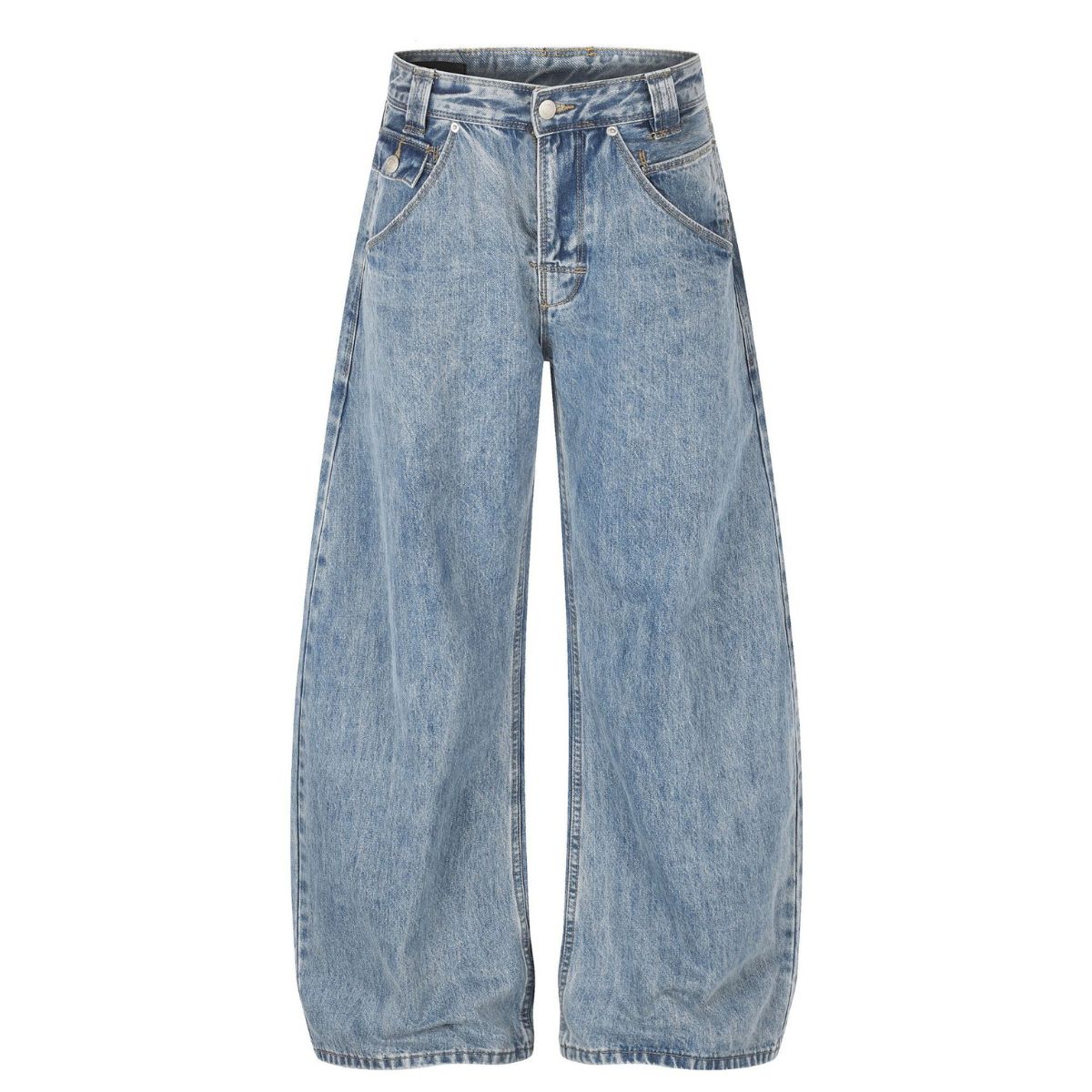 Vintage Blue Relaxed Scimitar‑Leg Street Jeans
