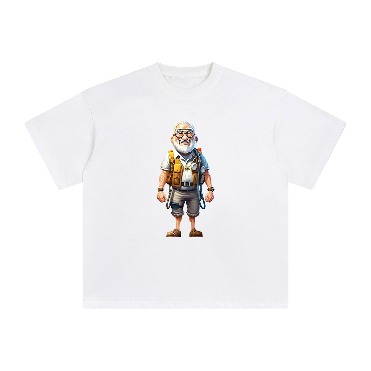Grandpa Diving Comic Graphic Tee-INNBLAC Fashion Apparel