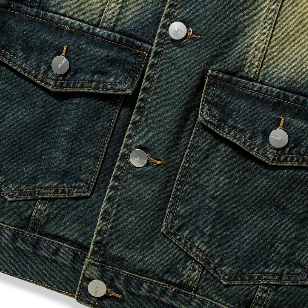 V-Neck Utility Denim Cargo Vest