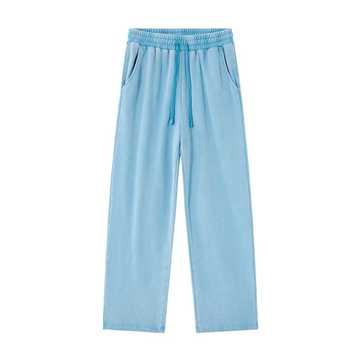 Heavyweight Cotton Washed Distressed Terry Wide‑Leg Pants