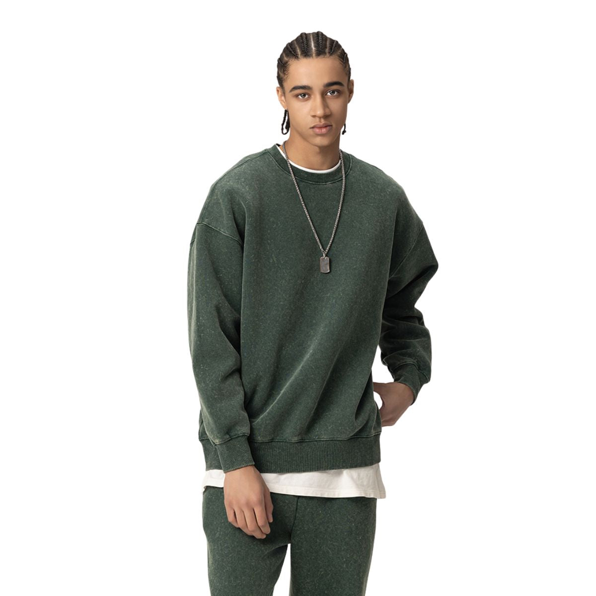 Oversized Stone Wash Fleece Sweatshirt