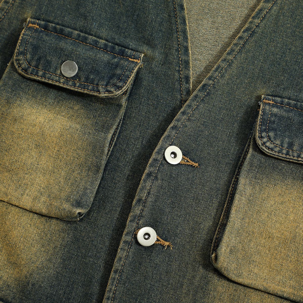 Relaxed Washed Denim Tactical Vest