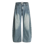 Men's Washed Denim Punk Wide-Leg Work Pants