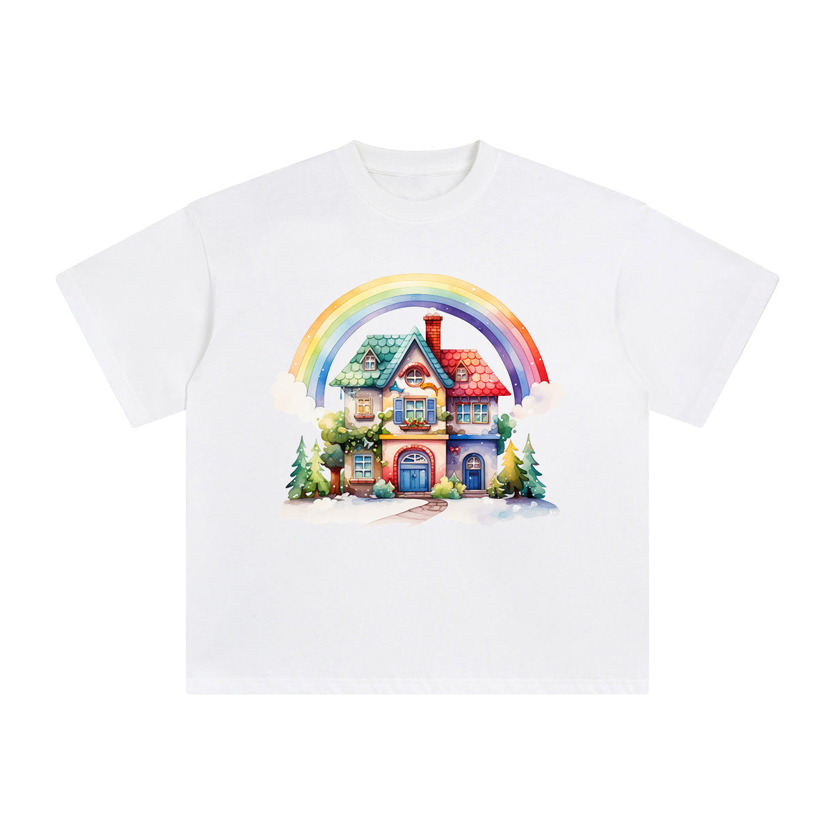 Rainbow Christmas Graphic Tee-INNBLAC Fashion Apparel