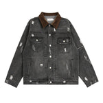 Street Distressed Patchwork Vintage Denim Jacket
