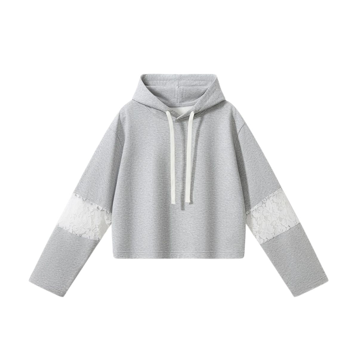 Lace Cutout Spliced Hooded Sweatshirt