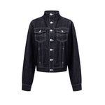 Unisex Textured Silhouette Slim Fit Workwear Denim Jacket