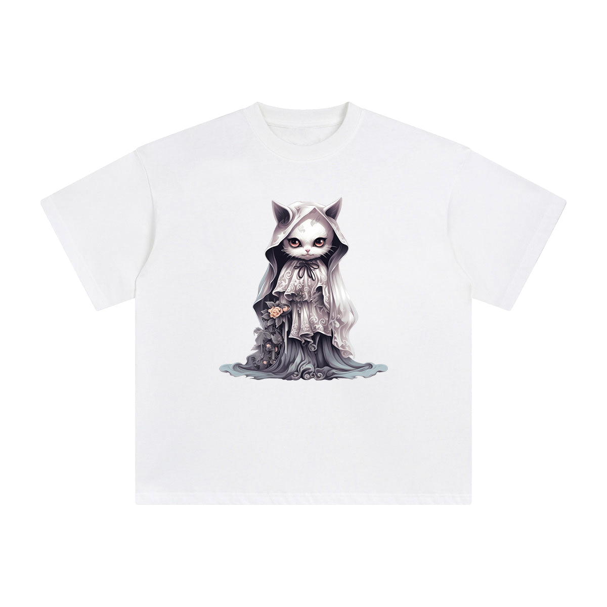Ghost Cat Graphic Tee-INNBLAC Fashion Apparel