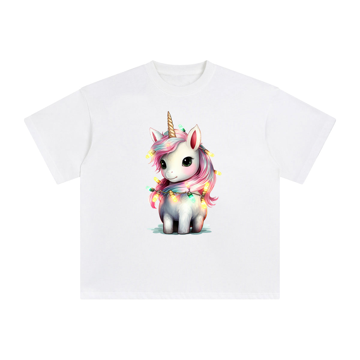 Pastel Christmas Baby Unicorn Graphic Tee-INNBLAC Fashion Apparel