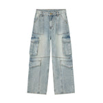 Wide-Leg Denim Cargo Trousers