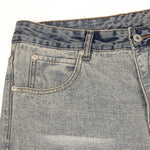 Light Wash Faded Wide-Leg Denim Pants