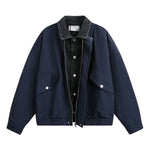 Men’s Retro Spring Faux Two-Piece Patchwork Denim Jacket