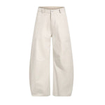 Pantalones de algodón con pierna ancha y color liso