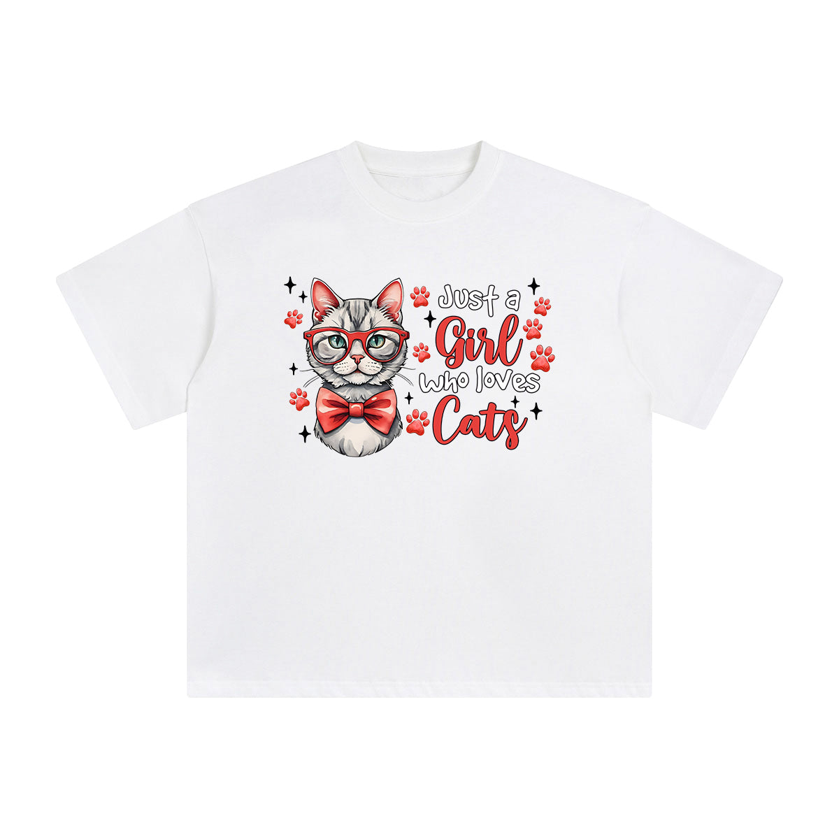 Just A Girl Who Loves Cats Graphic Tee-INNBLAC Fashion Apparel