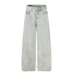 Vintage Light Wash Wide Leg Slub Denim Jeans