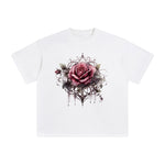 Gothic Spiderweb & Rose Graphic Tee-INNBLAC Fashion Apparel