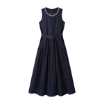 Falda vaquera con bordado de perlas y lavado vintage