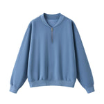 Washed Overdye Half‑Zip Metal Zipper Crew Neck Sweatshirt