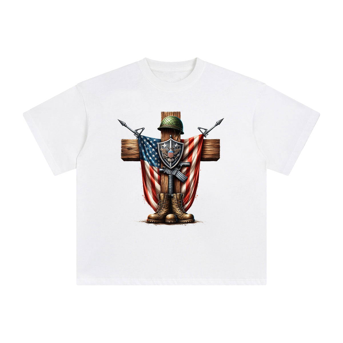 Memorial Day Cross Graphic Tee-INNBLAC Fashion Apparel