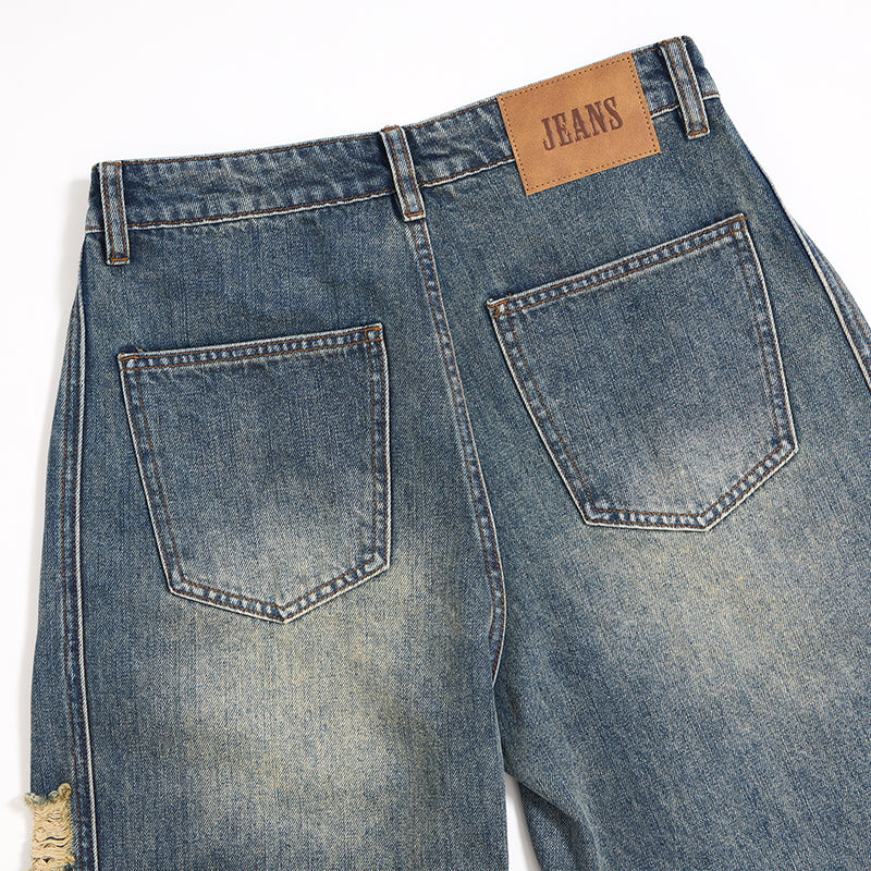 Smoke Rise Vintage Ripped Barrel-Leg Jeans