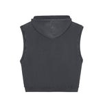 Raw Edge Sleeveless Boxy Hoodie