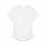 Camiseta de algodón lavado, corte entallado y cintura plisada, 8.4 oz