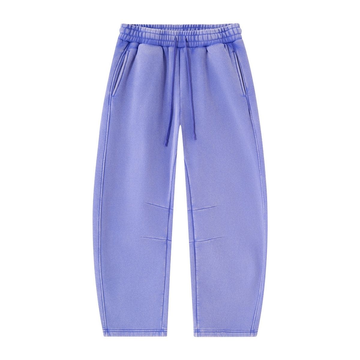 Vintage Washed Fleece‑Lined Elastic Waist Curved Leg Pants