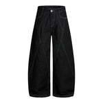 Vintage Washed Paneled Barrel-Leg Baggy Jeans