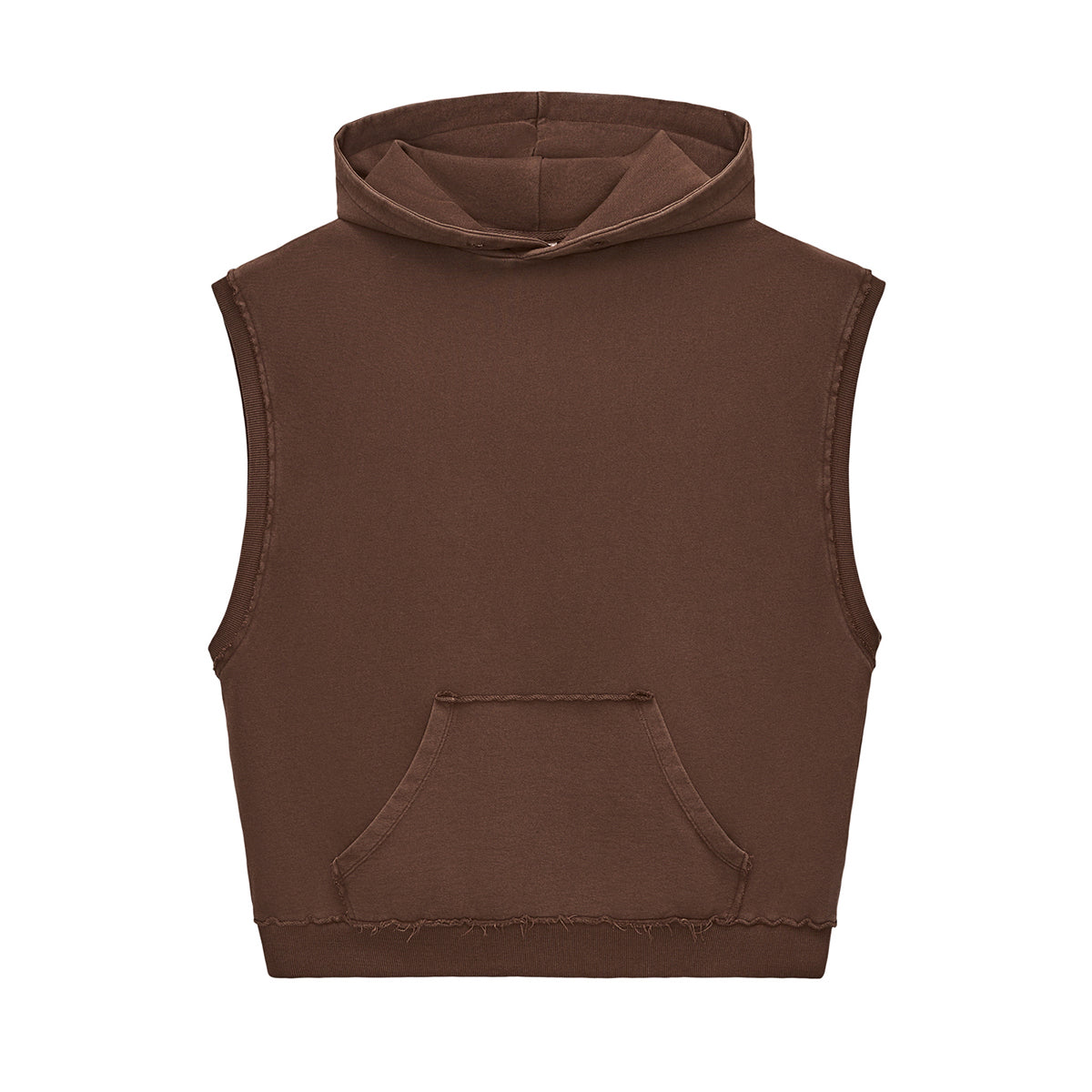 Raw Edge Sleeveless Boxy Hoodie