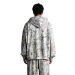 Double-Slider Zipper Branch Camouflage Fleece Hoodie
