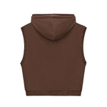 Raw Edge Sleeveless Boxy Hoodie