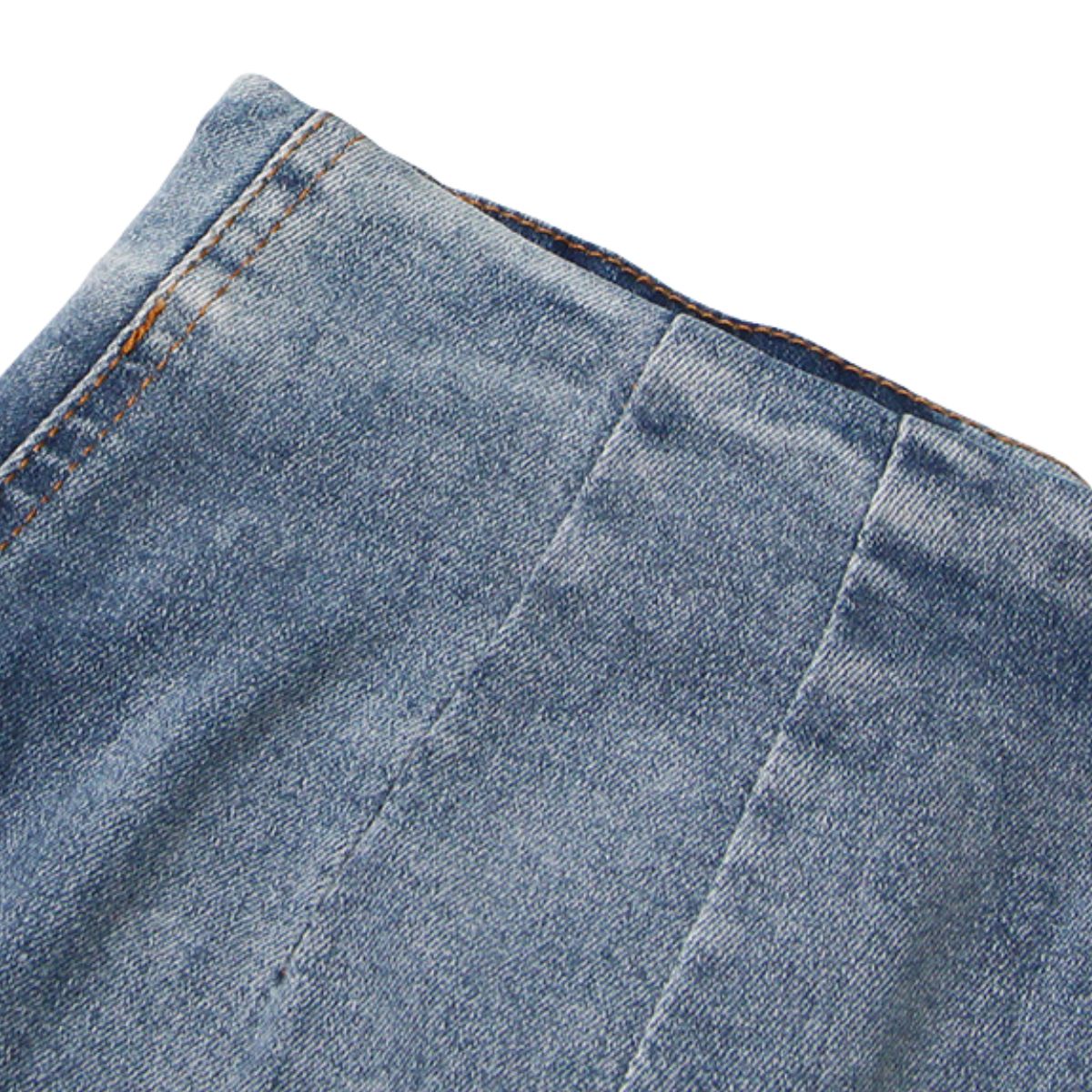 Raw Hem Ombré Washed Denim Maxi Skirt