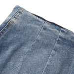 Raw Hem Ombré Washed Denim Maxi Skirt