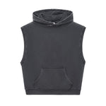 Raw Edge Sleeveless Boxy Hoodie