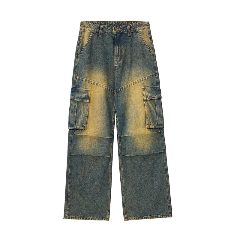 Muddy WashedVintage Washed Pleated Knee Cargo Jeans