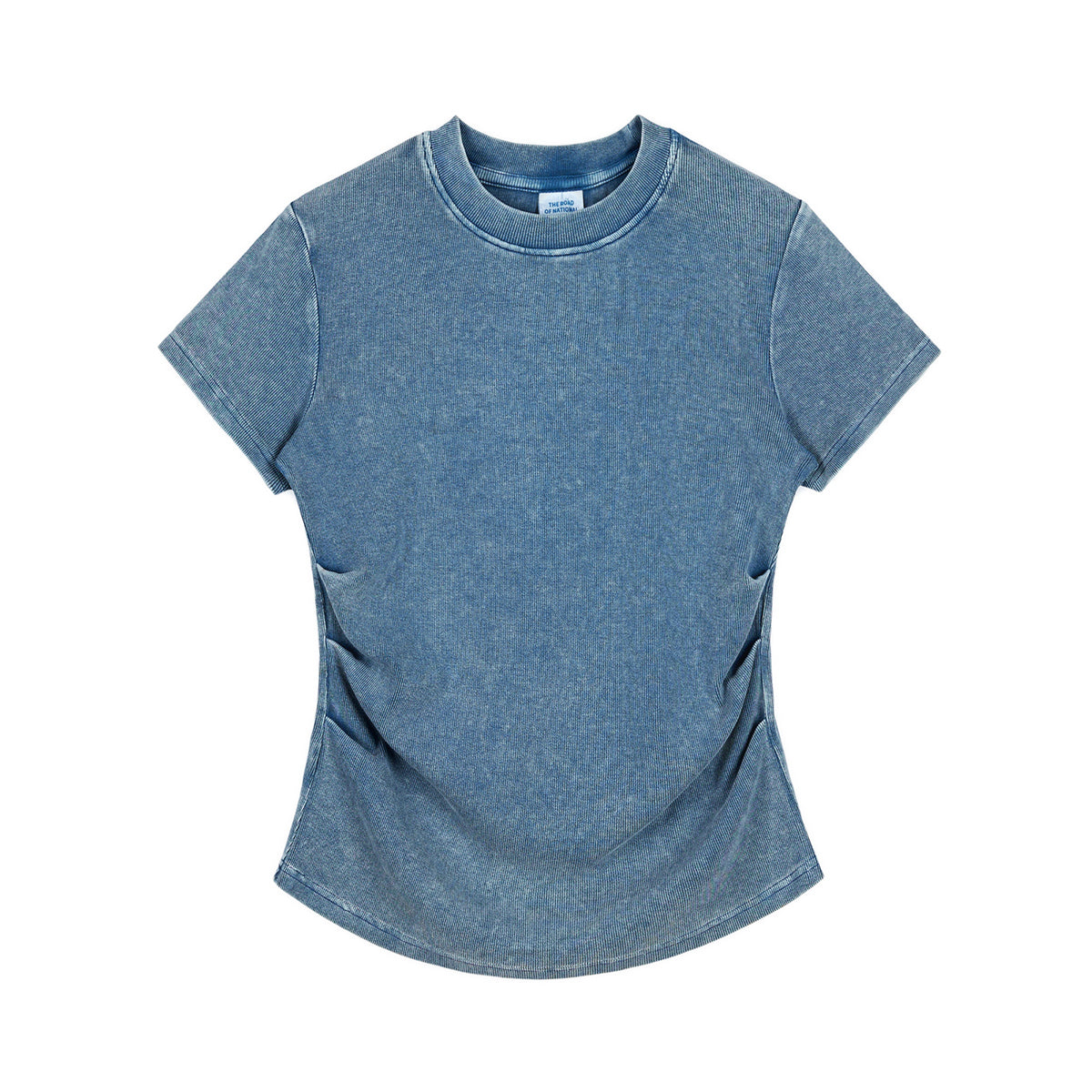 Camiseta de algodón lavado, corte entallado y cintura plisada, 8.4 oz