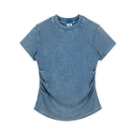 Camiseta de algodón lavado, corte entallado y cintura plisada, 8.4 oz